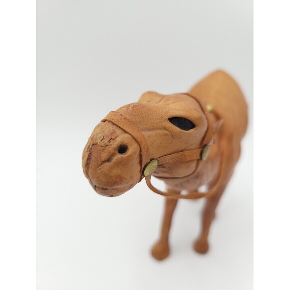 Vintage Leather Wrapped Camel Statue Figurine 9 Inch - Picture 5 of 8